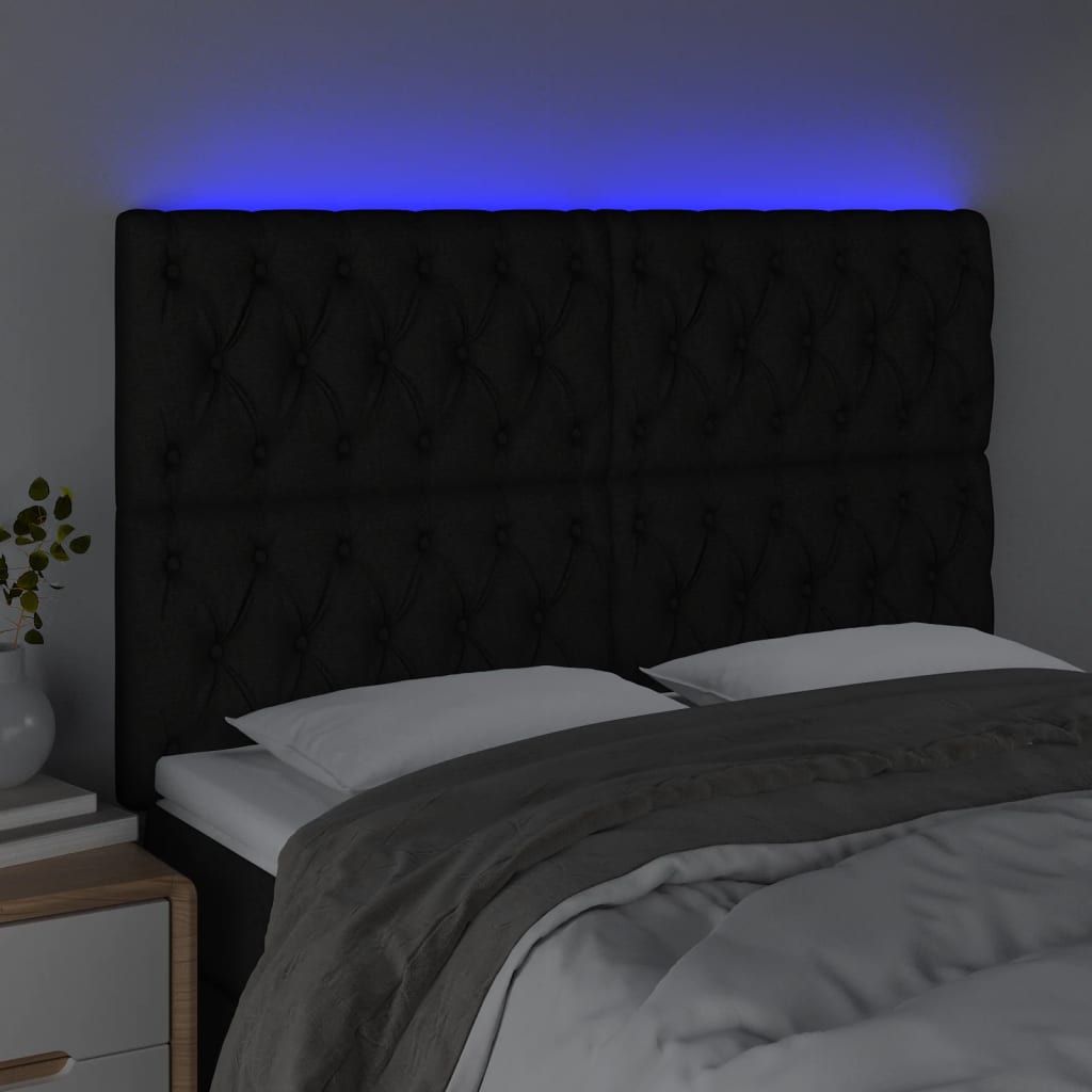 Tête de lit à LED Noir 160x7x118/128 cm Tissu - XIOS
