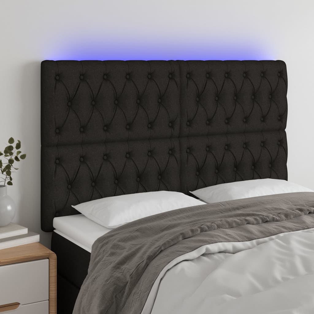 Tête de lit à LED Noir 160x7x118/128 cm Tissu - XIOS