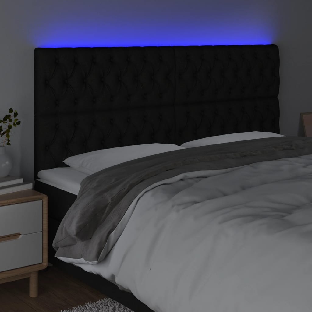 Tête de lit à LED Noir 180x7x118/128 cm Tissu - XIOS
