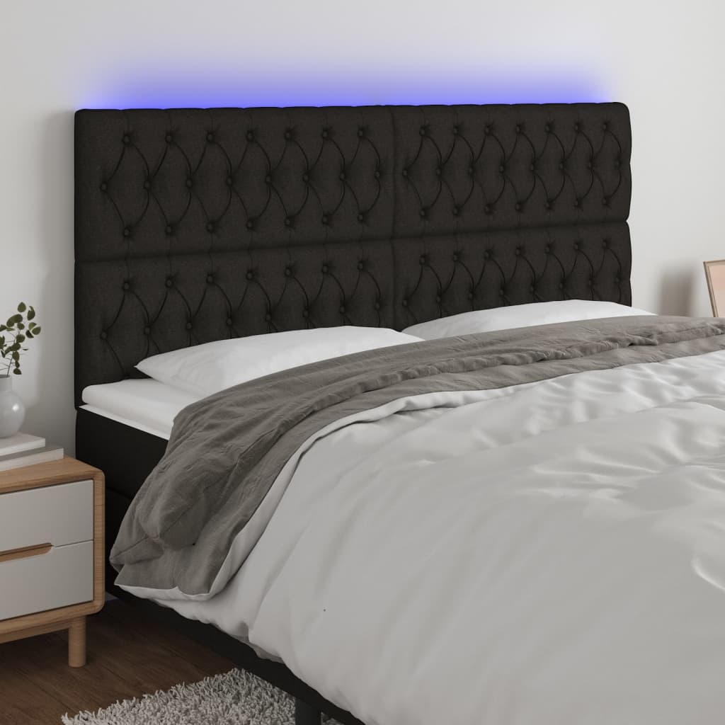 Tête de lit à LED Noir 180x7x118/128 cm Tissu - XIOS