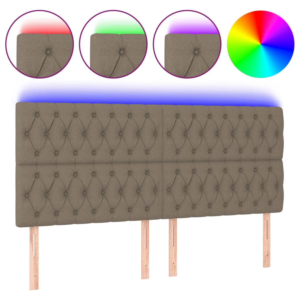 Tête de lit à LED Taupe 180x7x118/128 cm Tissu - XIOS