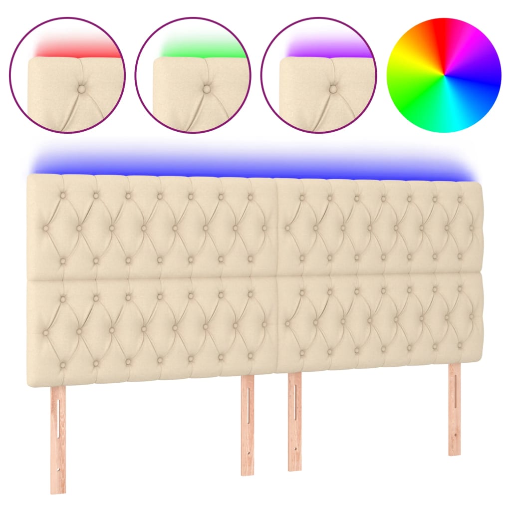 Tête de lit à LED Crème 180x7x118/128 cm Tissu - XIOS