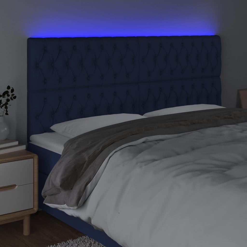 Tête de lit à LED Bleu 180x7x118/128 cm Tissu - XIOS