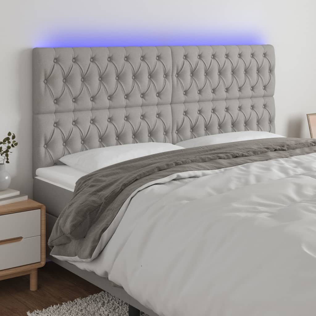 Tête de lit à LED Gris clair 200x7x118/128 cm Tissu - XIOS