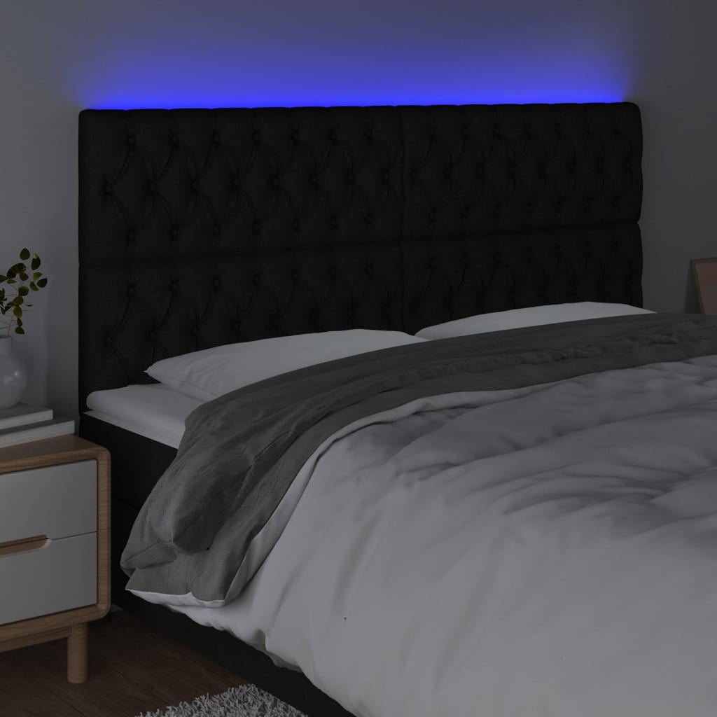 Tête de lit à LED Noir 200x7x118/128 cm Tissu - XIOS
