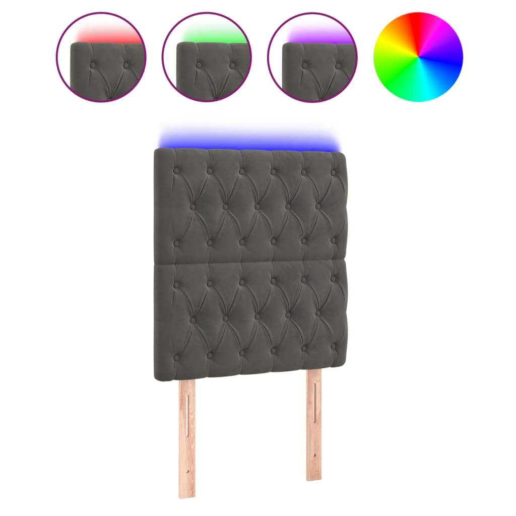 Tête de lit à LED Gris foncé 80x7x118/128 cm Velours - XIOS