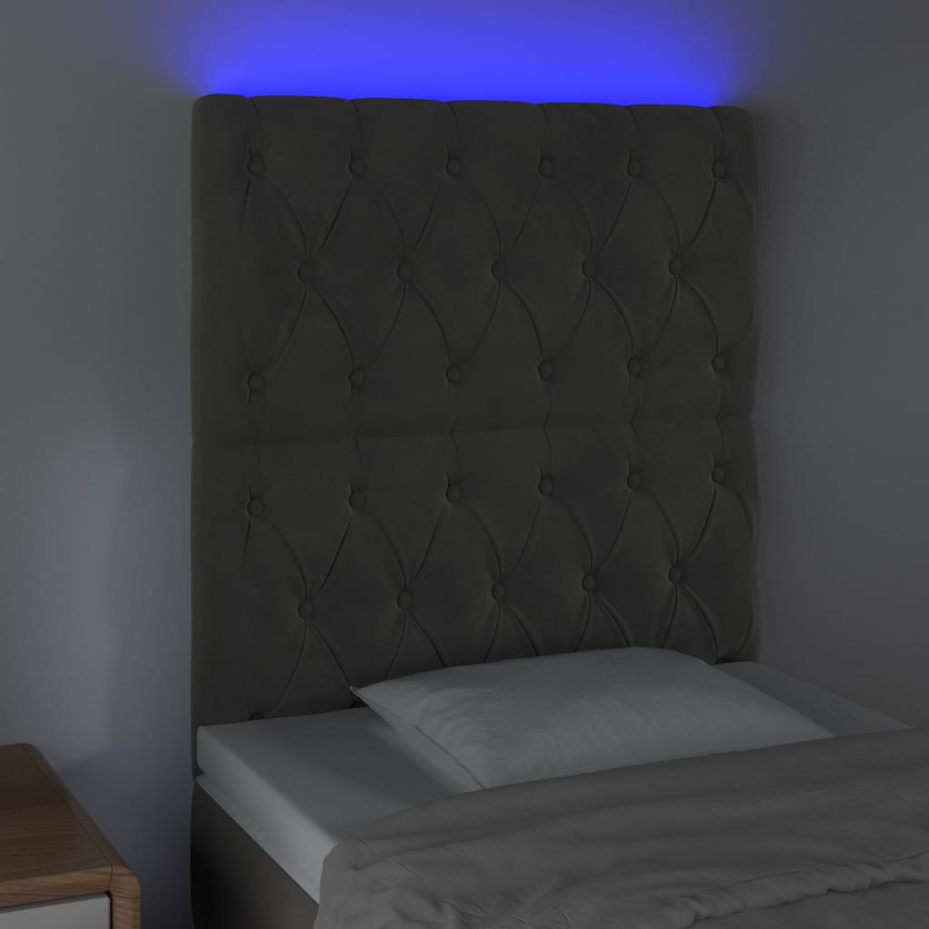 Tête de lit à LED Gris foncé 80x7x118/128 cm Velours - XIOS