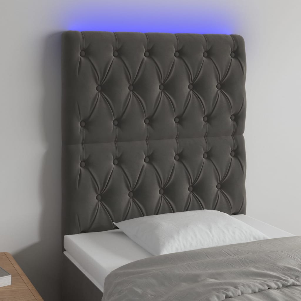 Tête de lit à LED Gris foncé 80x7x118/128 cm Velours - XIOS