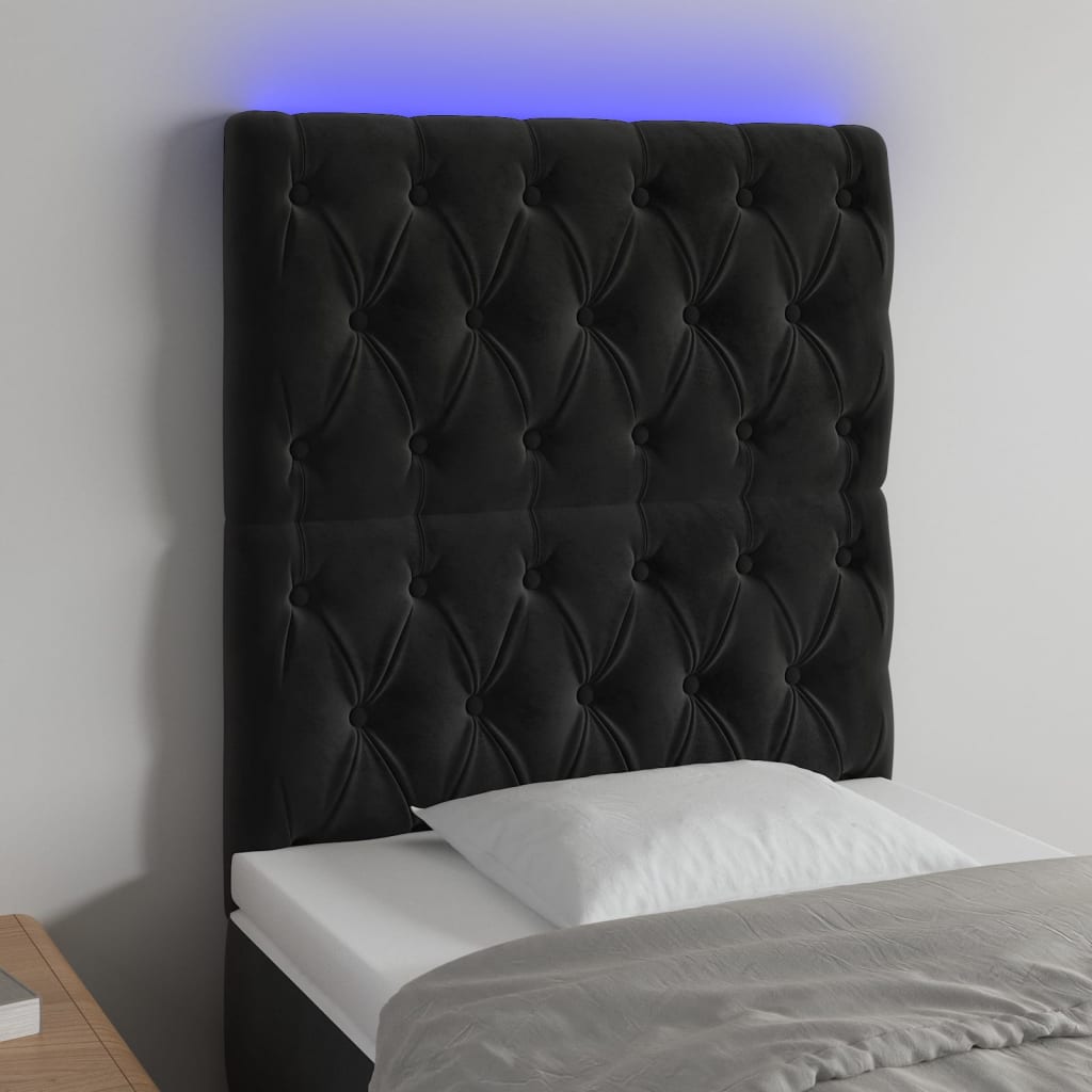Tête de lit à LED Noir 80x7x118/128 cm Velours - XIOS