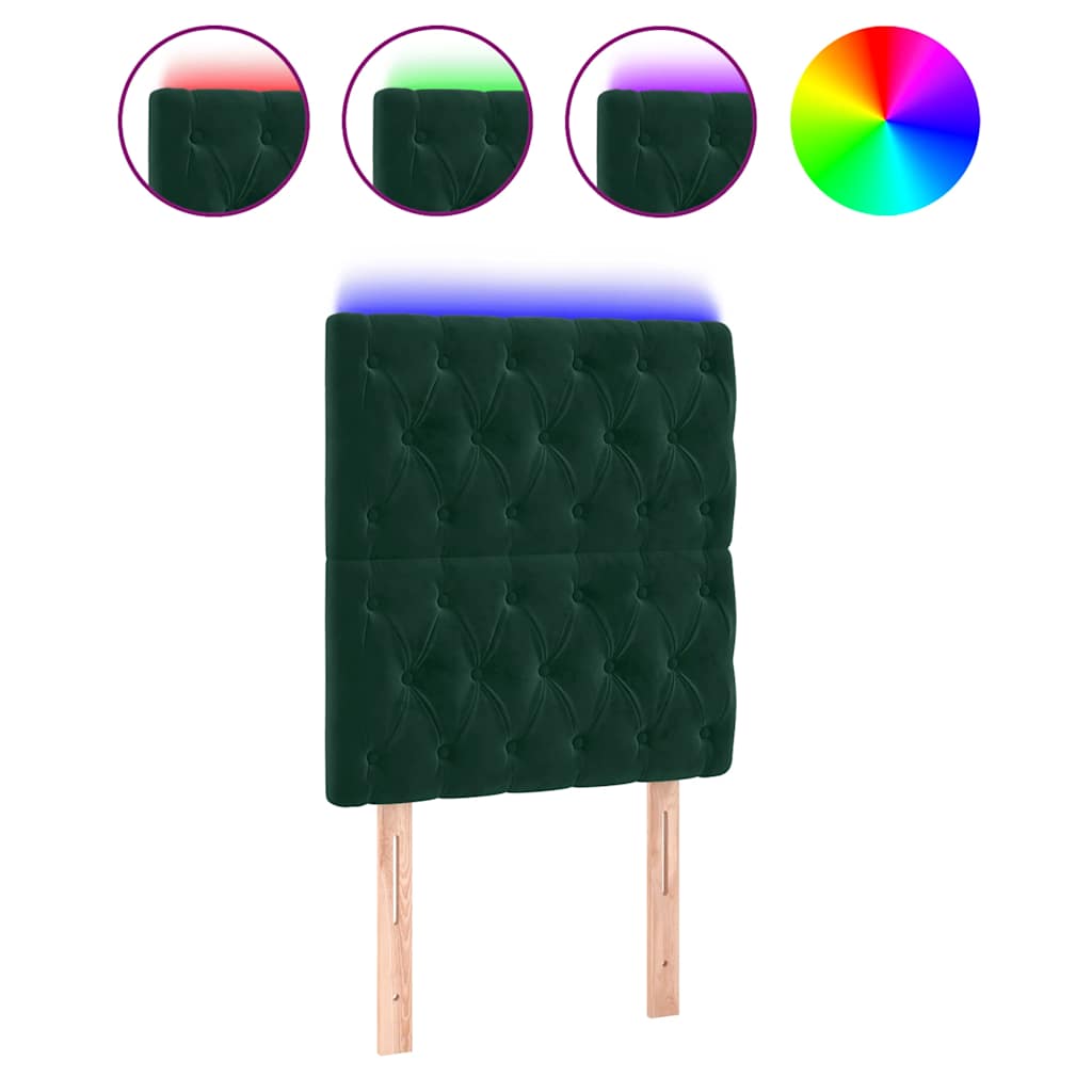 Tête de lit à LED Vert foncé 80x7x118/128 cm Velours - XIOS