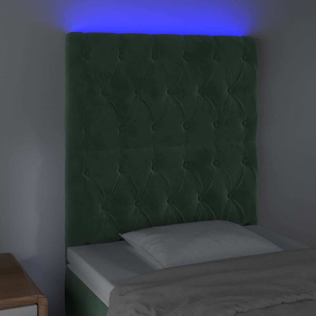 Tête de lit à LED Vert foncé 80x7x118/128 cm Velours - XIOS
