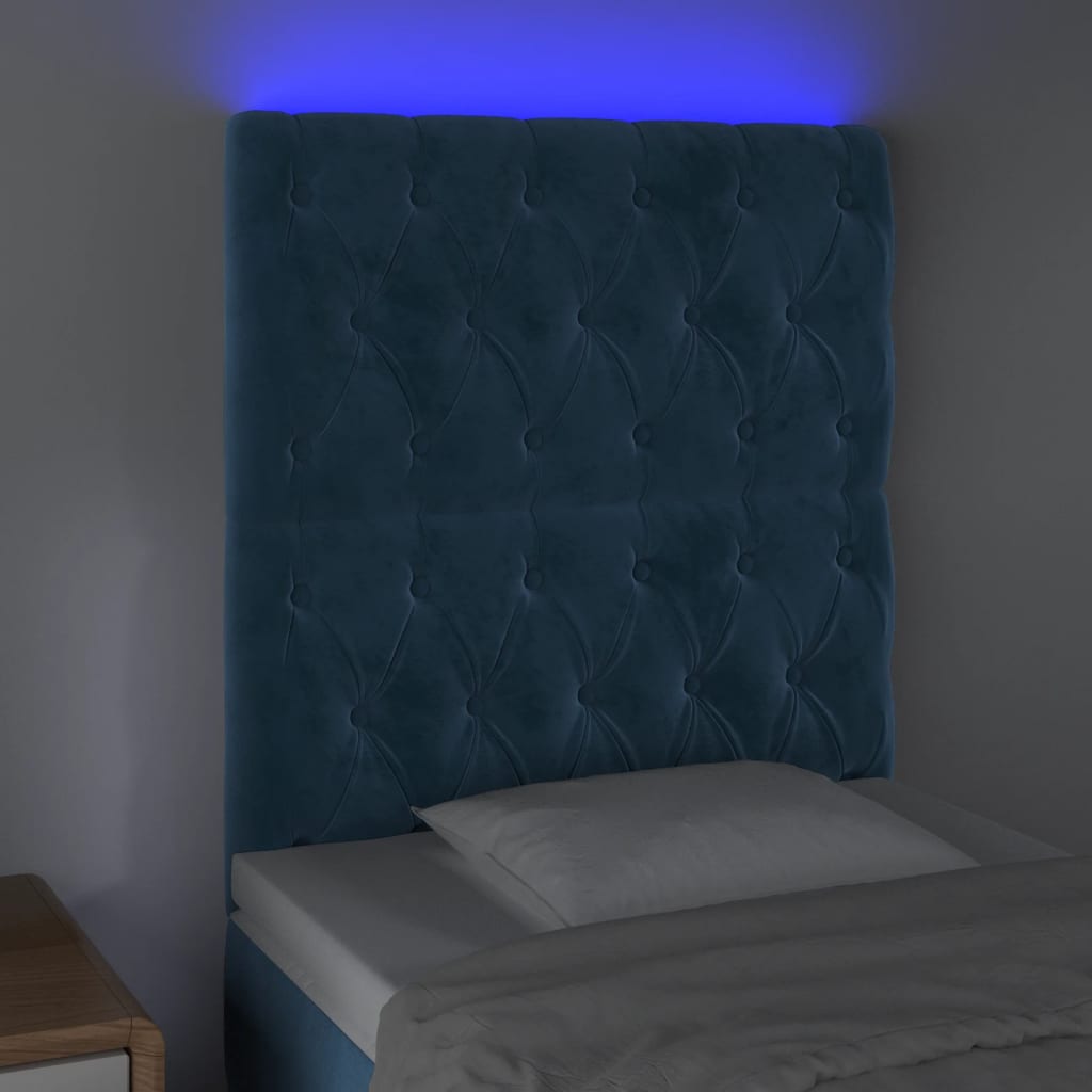Tête de lit à LED Bleu foncé 80x7x118/128 cm Velours - XIOS