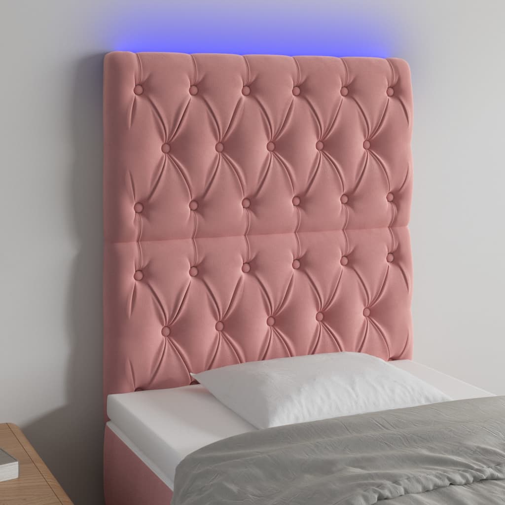 Tête de lit à LED Rose 80x7x118/128 cm Velours - XIOS