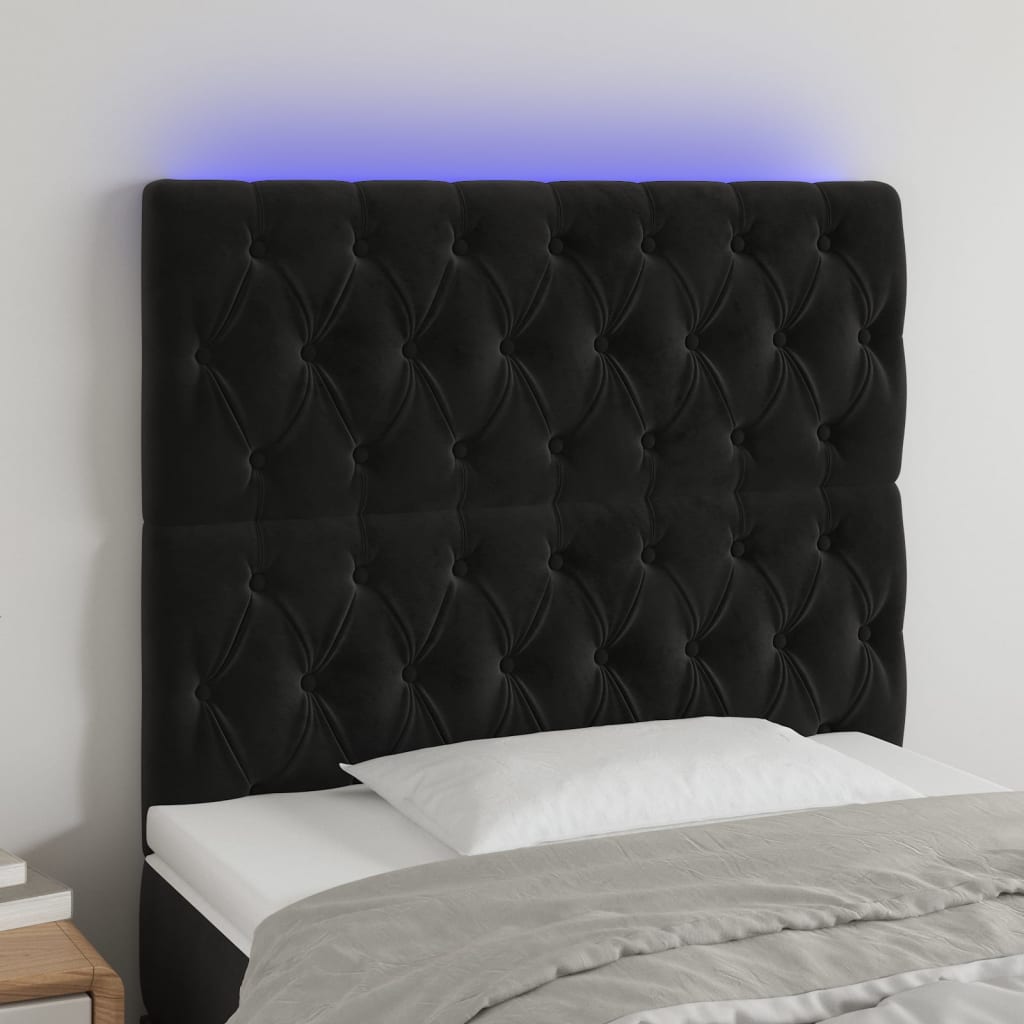 Tête de lit à LED Noir 90x7x118/128 cm Velours - XIOS