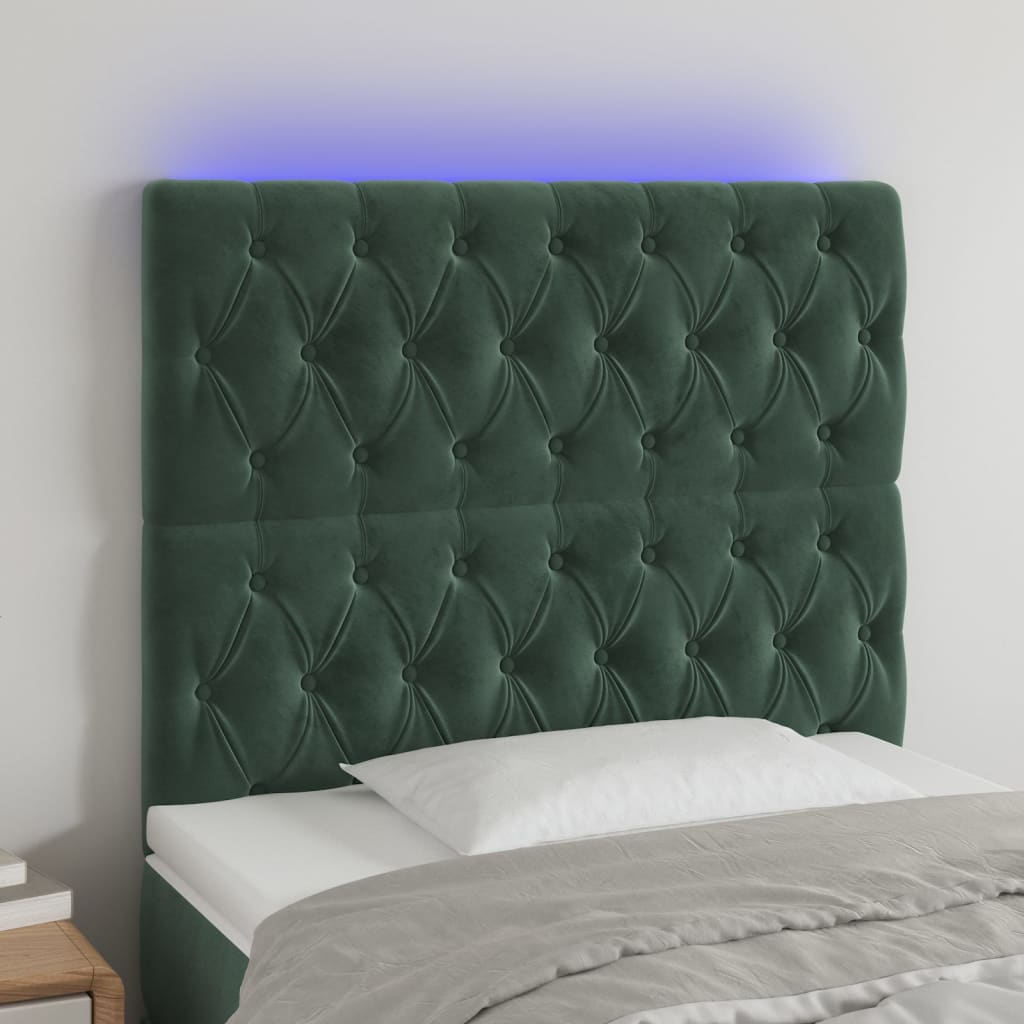 Tête de lit à LED Vert foncé 90x7x118/128 cm Velours - XIOS