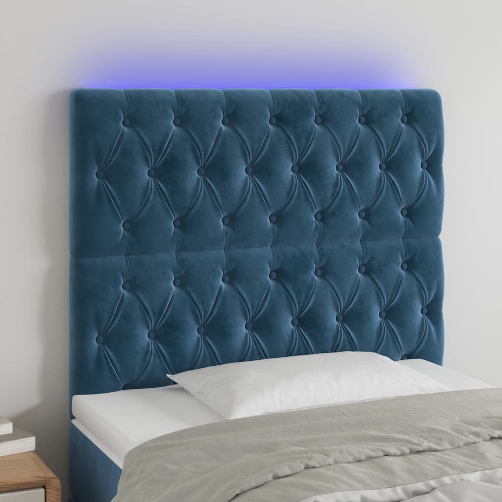 Tête de lit à LED Bleu foncé 90x7x118/128 cm Velours - XIOS