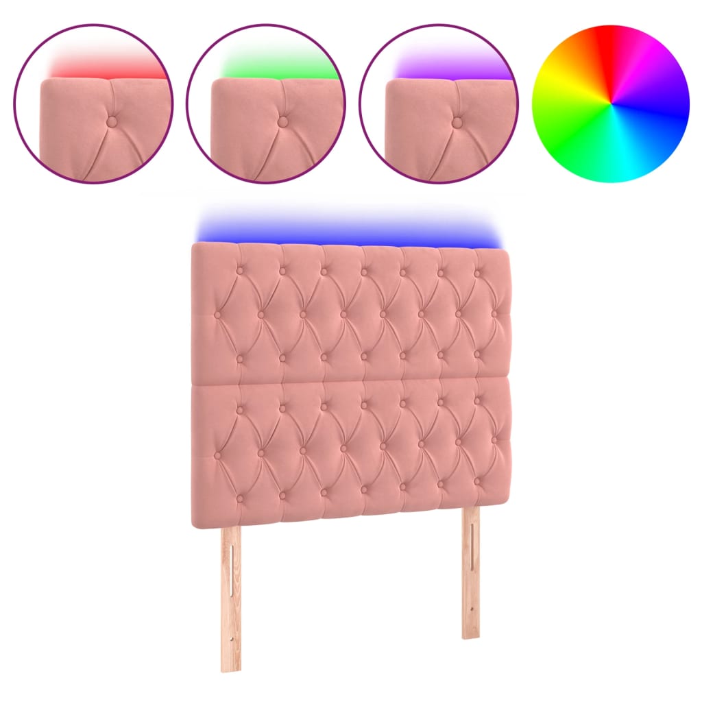 Tête de lit à LED Rose 90x7x118/128 cm Velours - XIOS