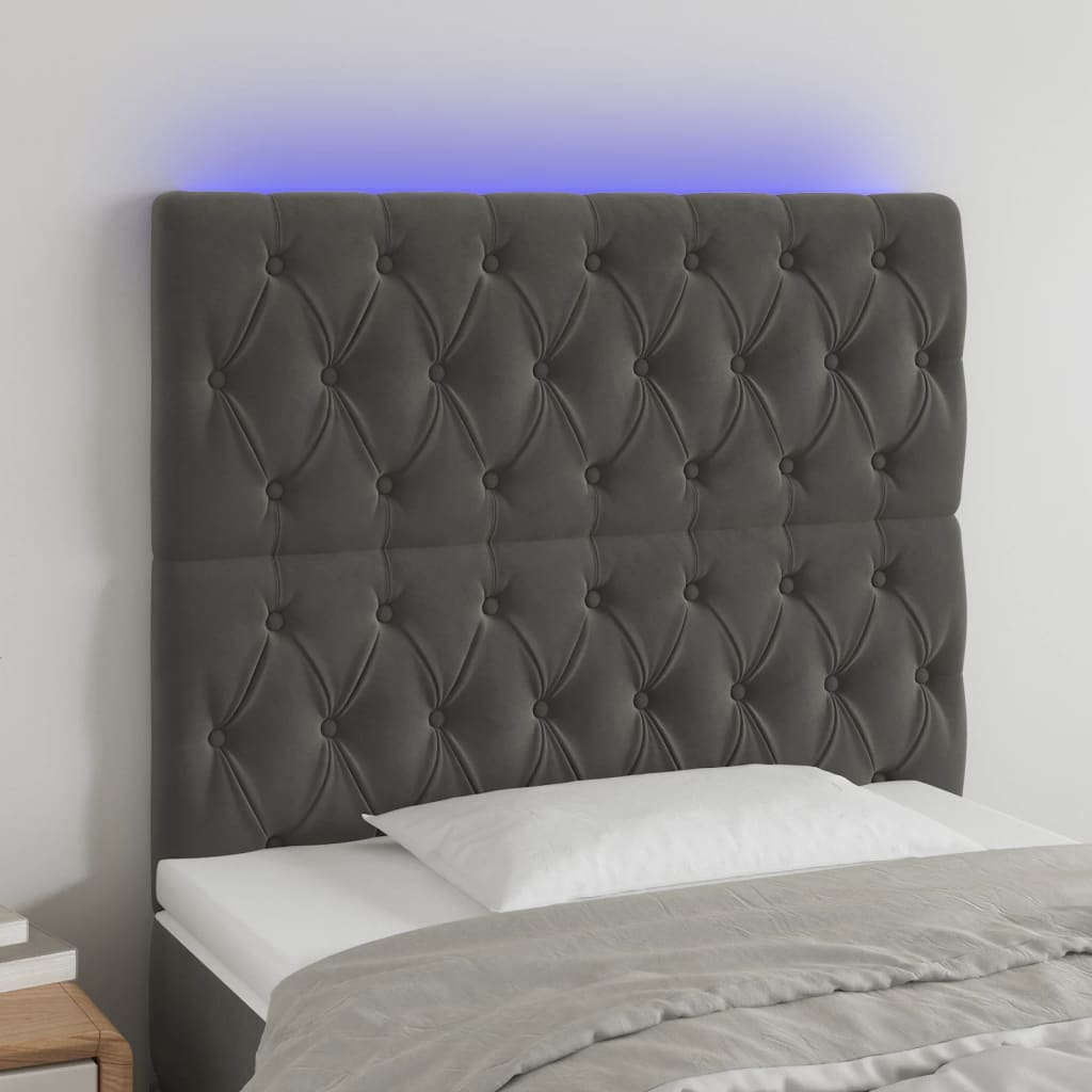 Tête de lit à LED Gris foncé 100x7x118/128 cm Velours - XIOS
