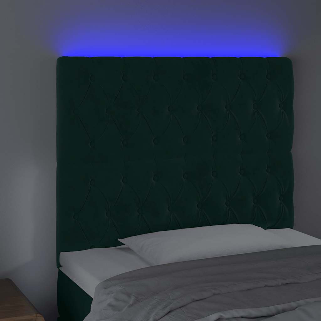 Tête de lit à LED Vert foncé 100x7x118/128 cm Velours - XIOS