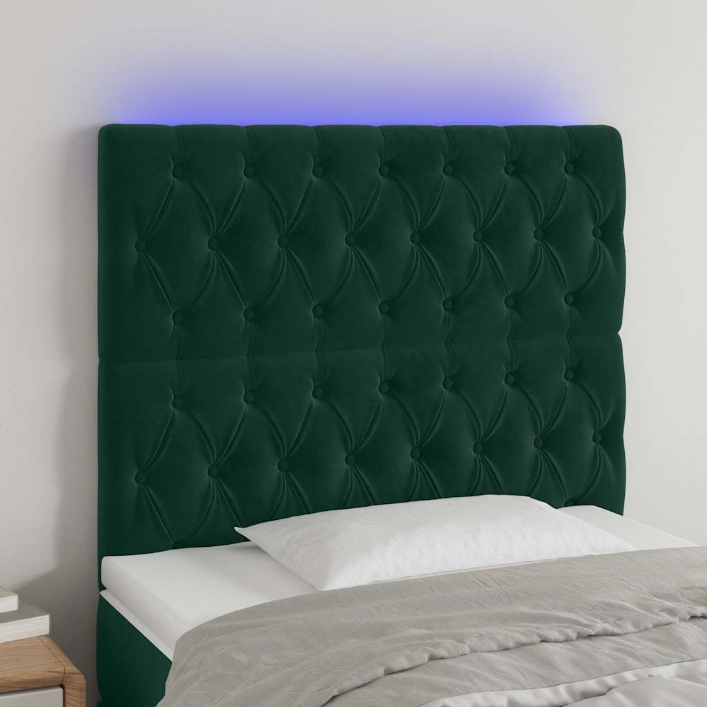 Tête de lit à LED Vert foncé 100x7x118/128 cm Velours - XIOS