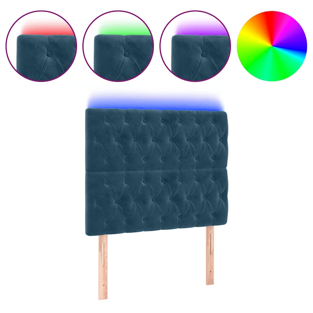 Tête de lit à LED Bleu foncé 100x7x118/128 cm Velours - XIOS