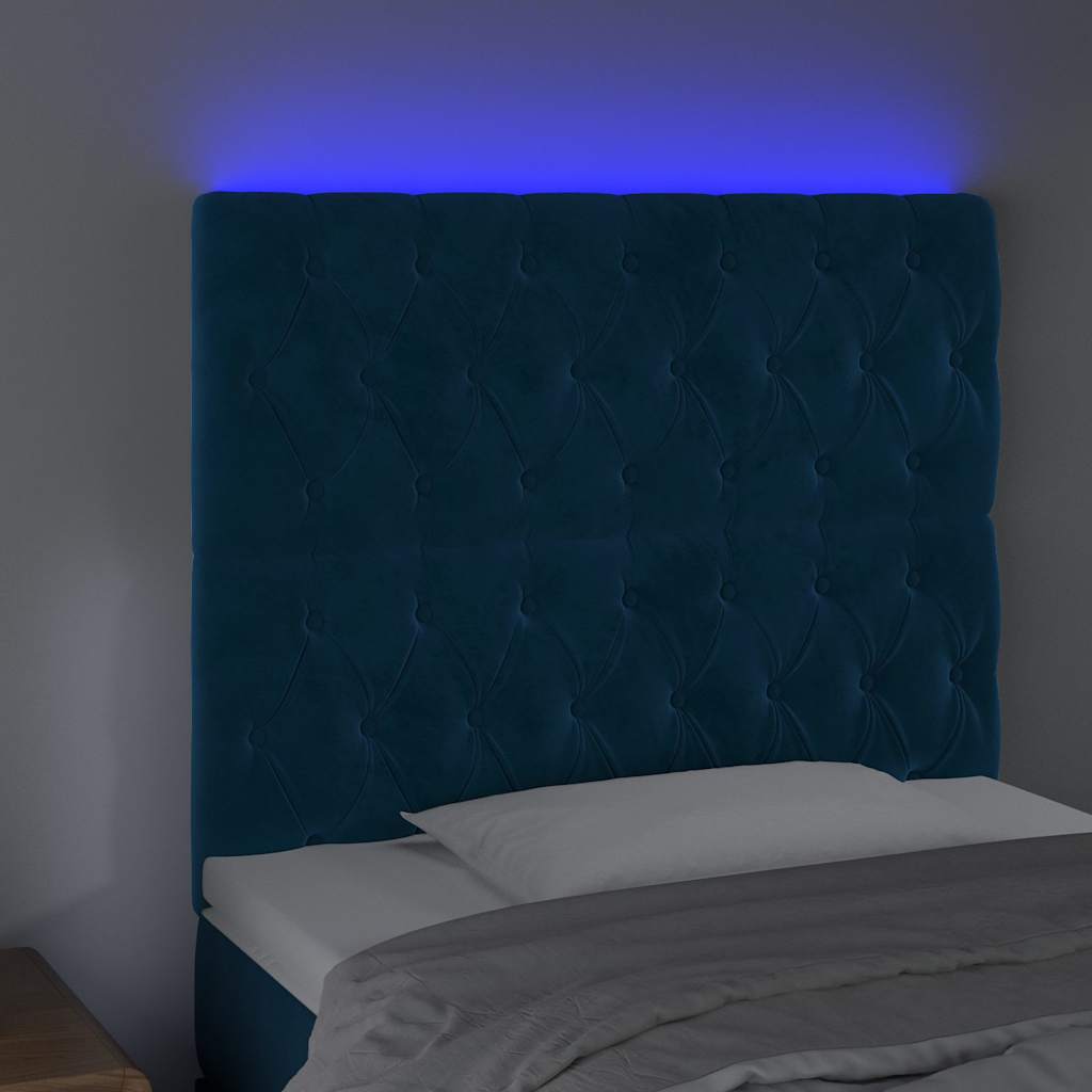 Tête de lit à LED Bleu foncé 100x7x118/128 cm Velours - XIOS