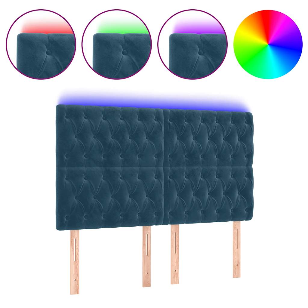 Tête de lit à LED Bleu foncé 144x7x118/128 cm Velours - XIOS