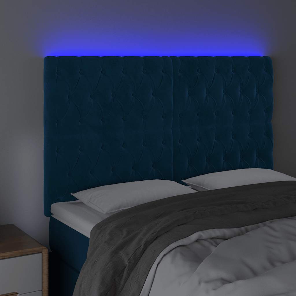 Tête de lit à LED Bleu foncé 144x7x118/128 cm Velours - XIOS