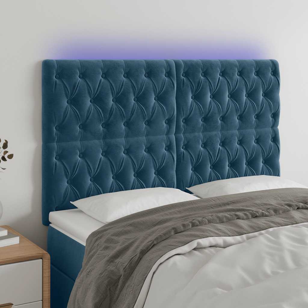 Tête de lit à LED Bleu foncé 144x7x118/128 cm Velours - XIOS