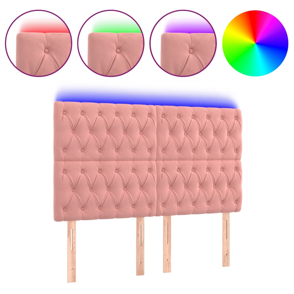 Tête de lit à LED Rose 144x7x118/128 cm Velours - XIOS