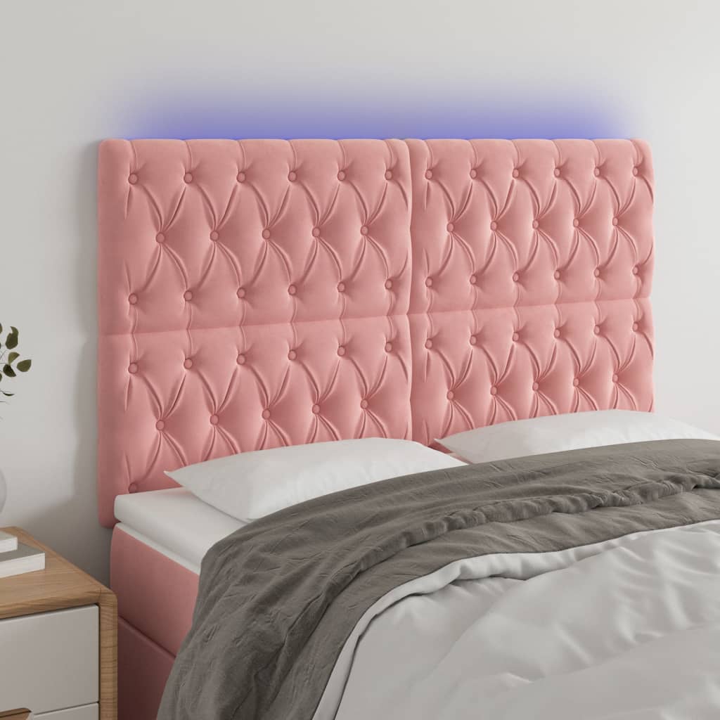 Tête de lit à LED Rose 144x7x118/128 cm Velours - XIOS