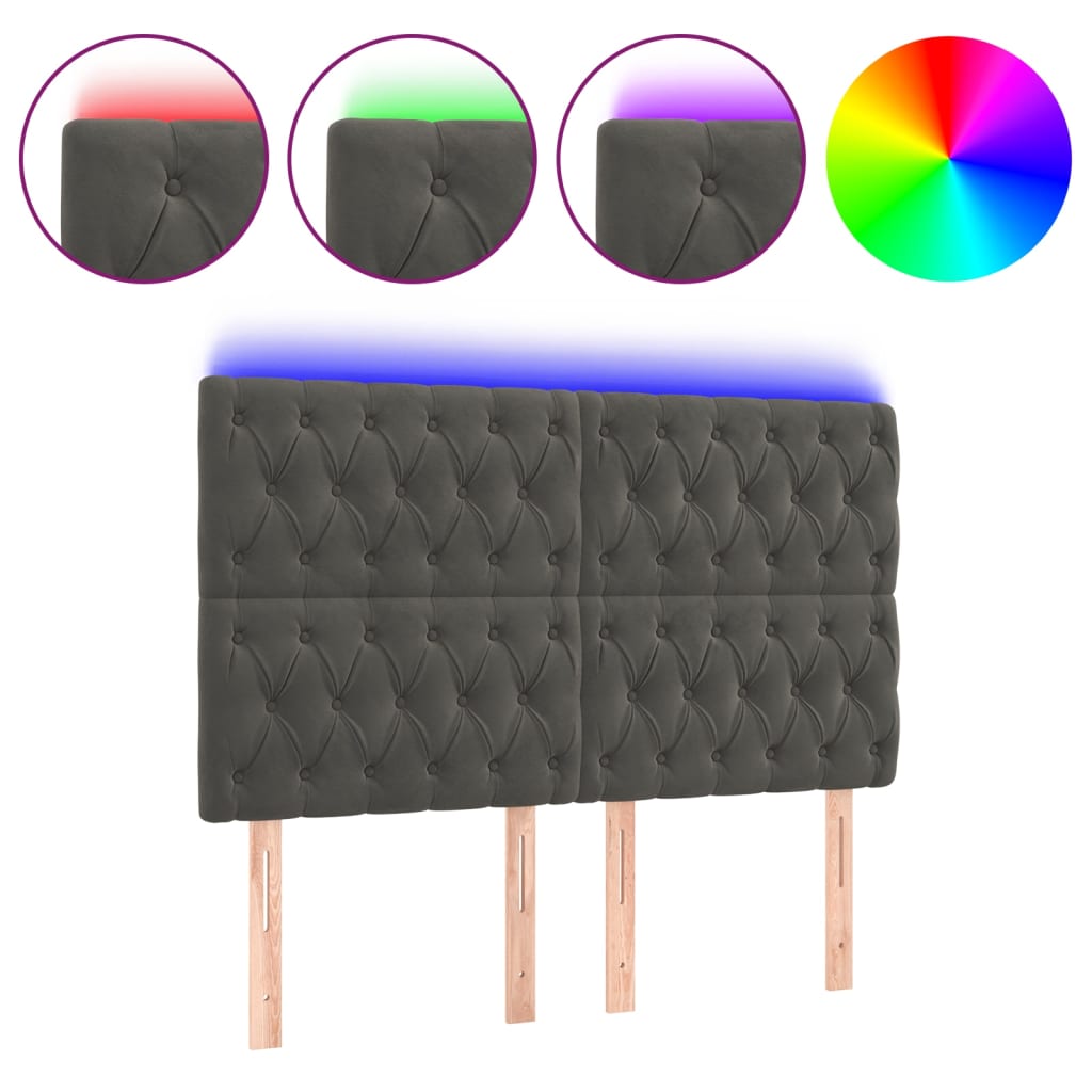 Tête de lit à LED Gris foncé 160x7x118/128 cm Velours - XIOS