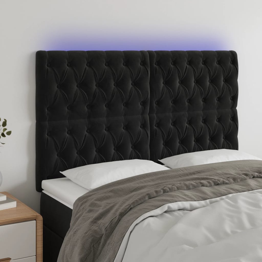 Tête de lit à LED Noir 160x7x118/128 cm Velours - XIOS