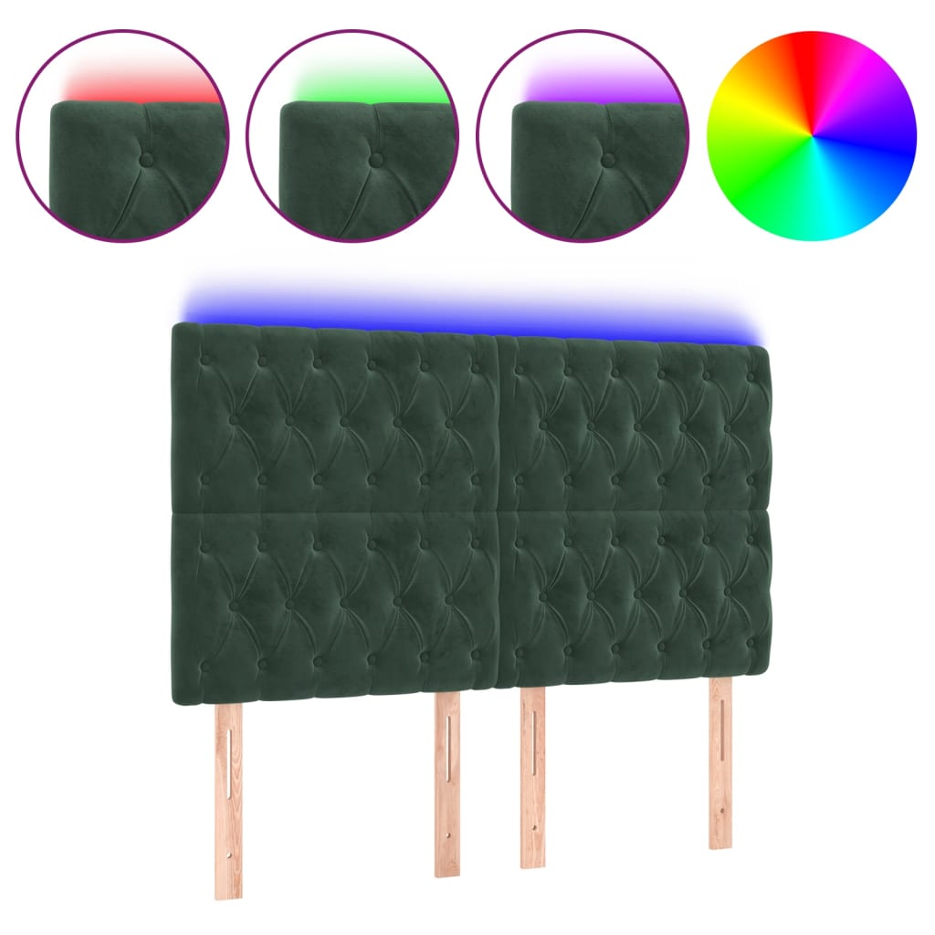 Tête de lit à LED Vert foncé 160x7x118/128 cm Velours - XIOS