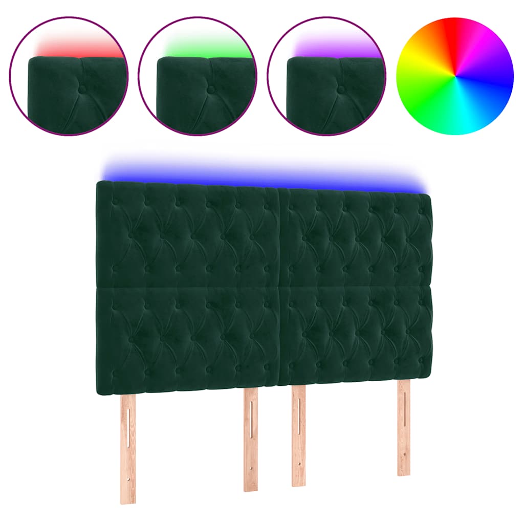 Tête de lit à LED Vert foncé 160x7x118/128 cm Velours