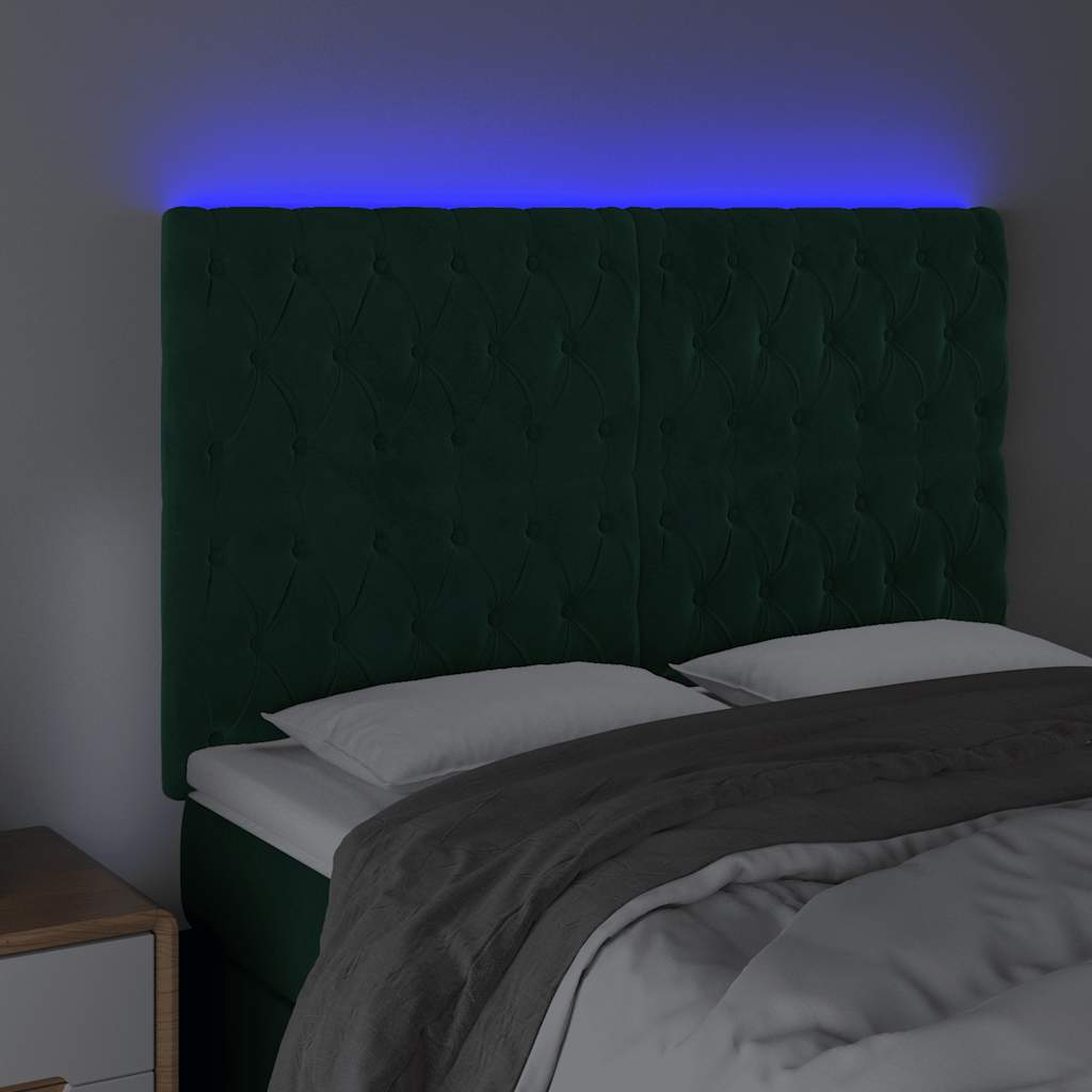 Tête de lit à LED Vert foncé 160x7x118/128 cm Velours - XIOS