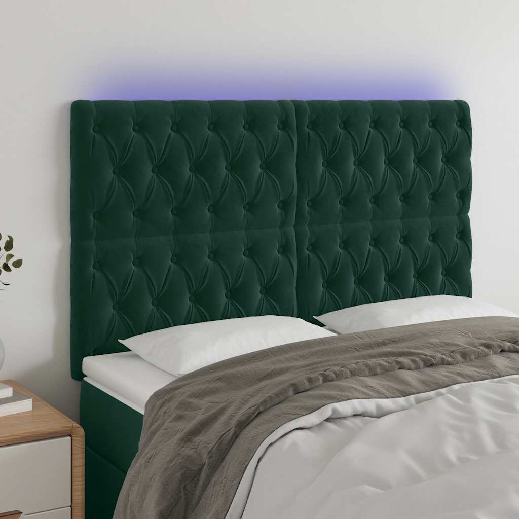 Tête de lit à LED Vert foncé 160x7x118/128 cm Velours - XIOS