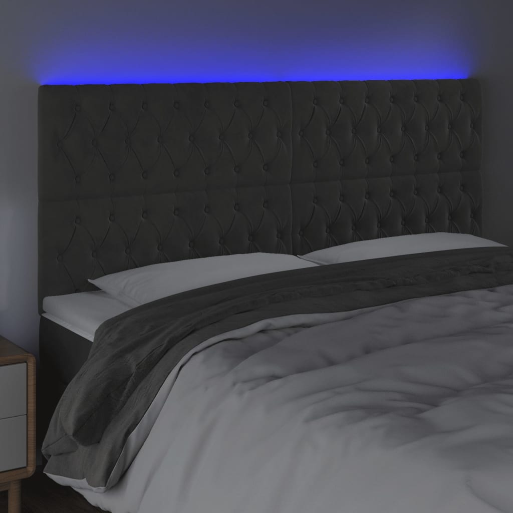 Tête de lit à LED Gris foncé 180x7x118/128 cm Velours - XIOS