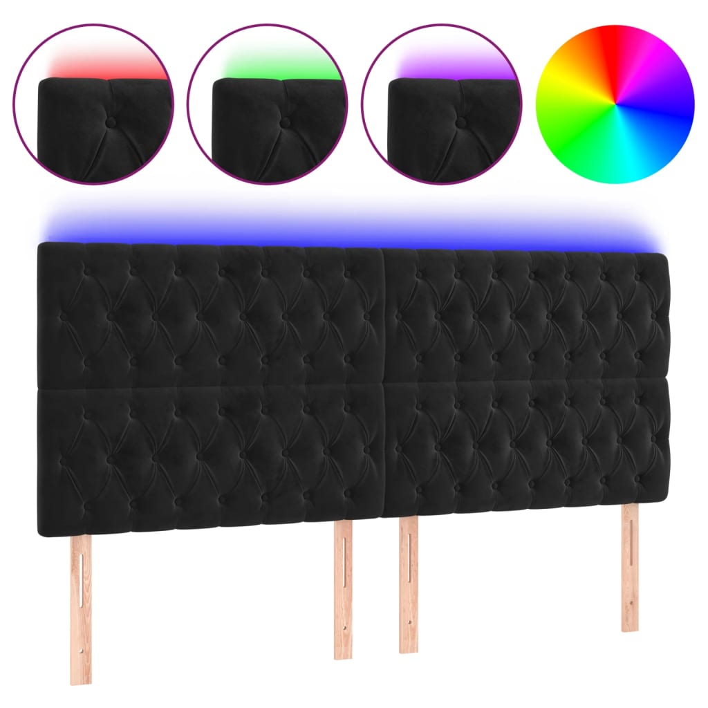 Tête de lit à LED Noir 180x7x118/128 cm Velours - XIOS