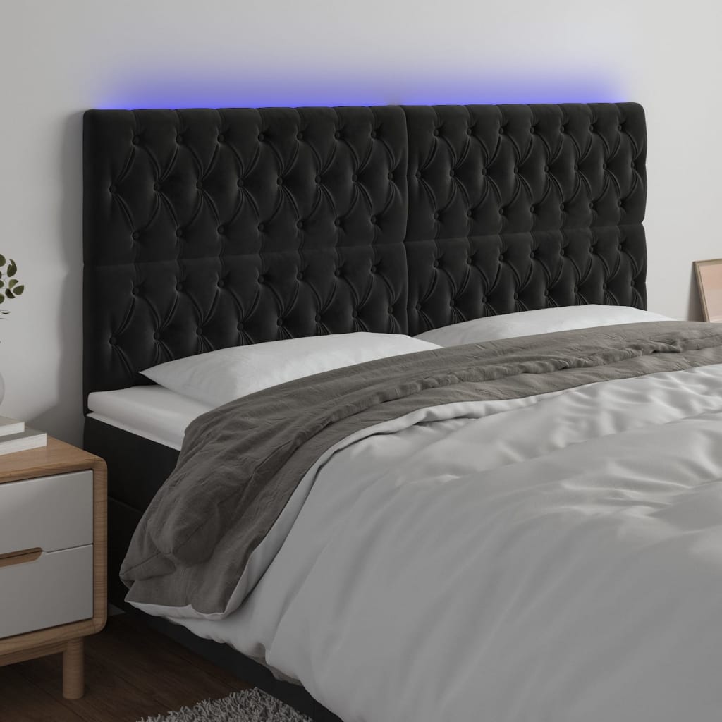 Tête de lit à LED Noir 180x7x118/128 cm Velours - XIOS