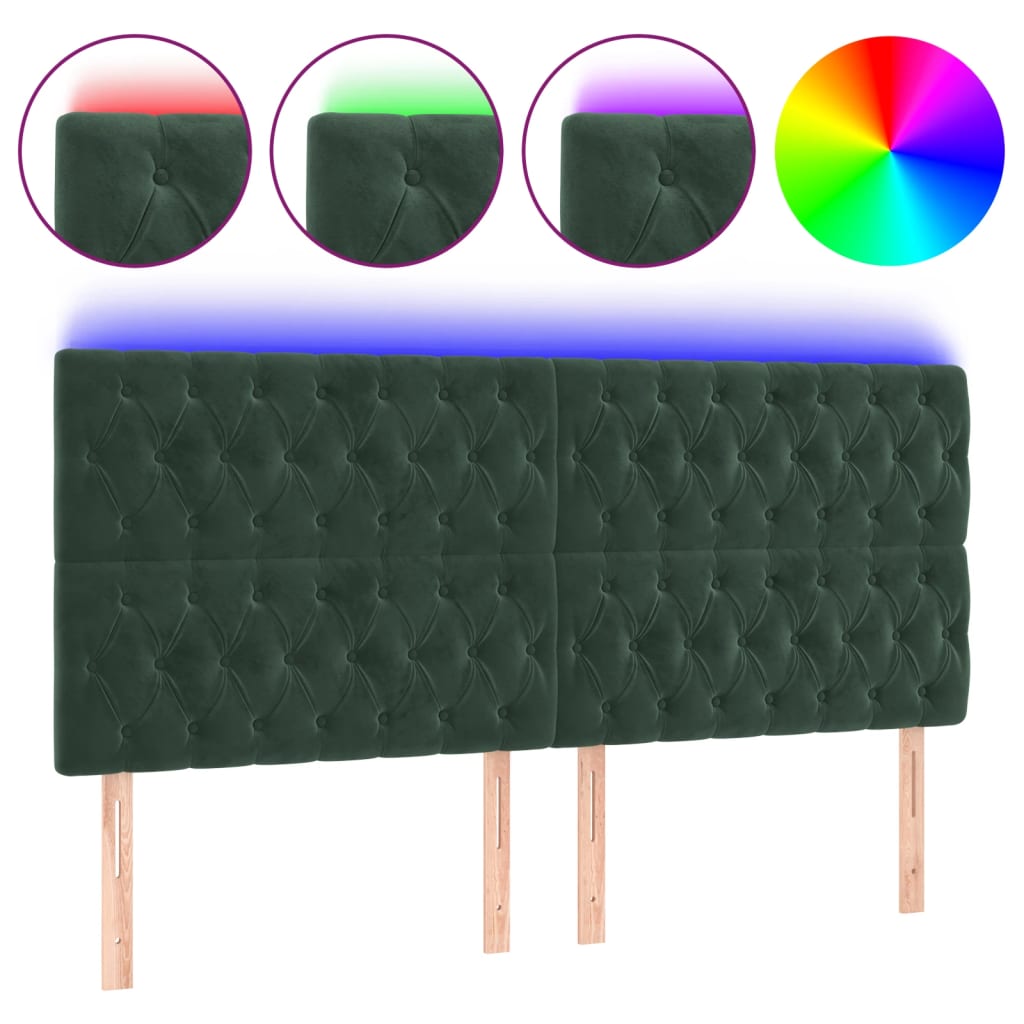 Tête de lit à LED Vert foncé 180x7x118/128 cm Velours - XIOS