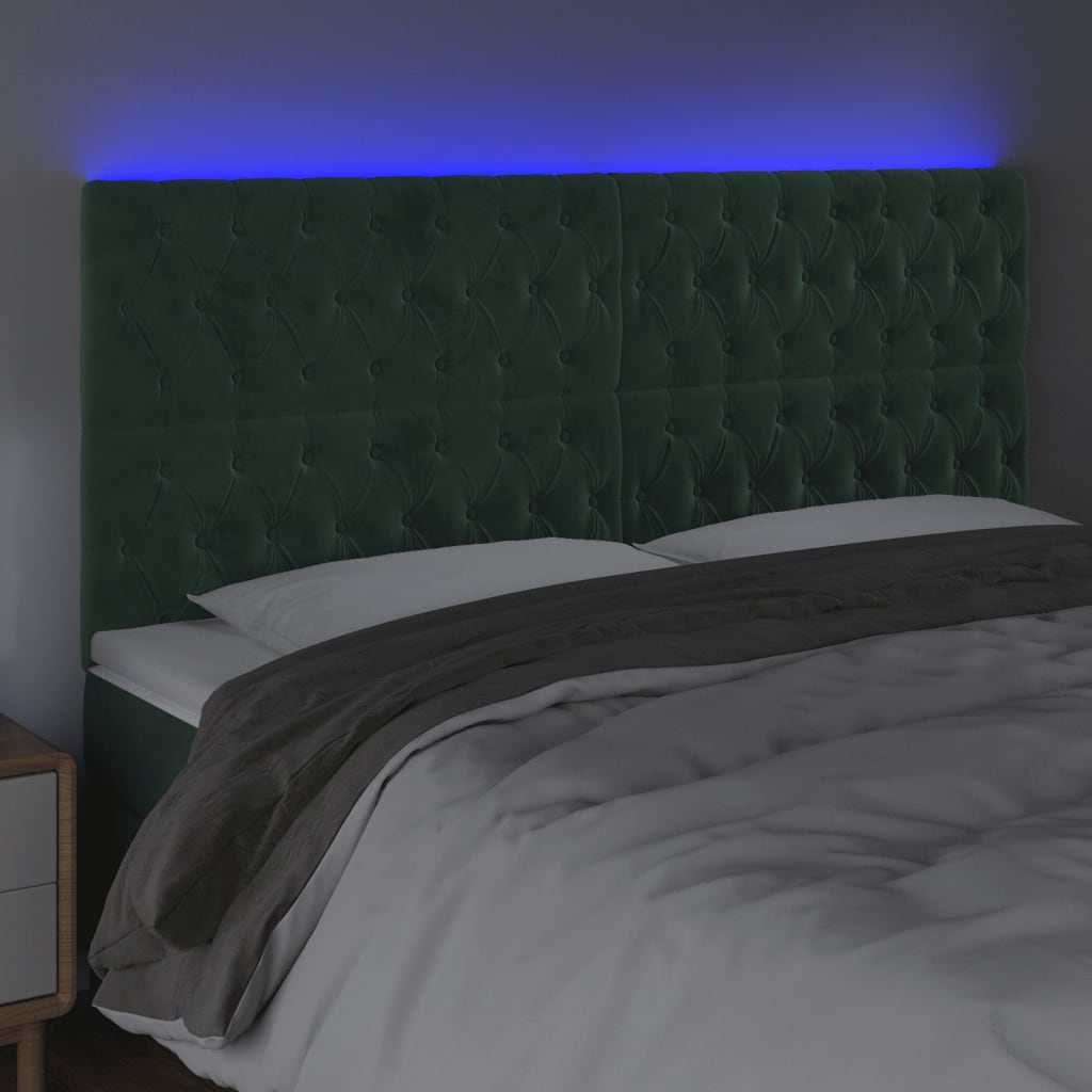 Tête de lit à LED Vert foncé 180x7x118/128 cm Velours - XIOS