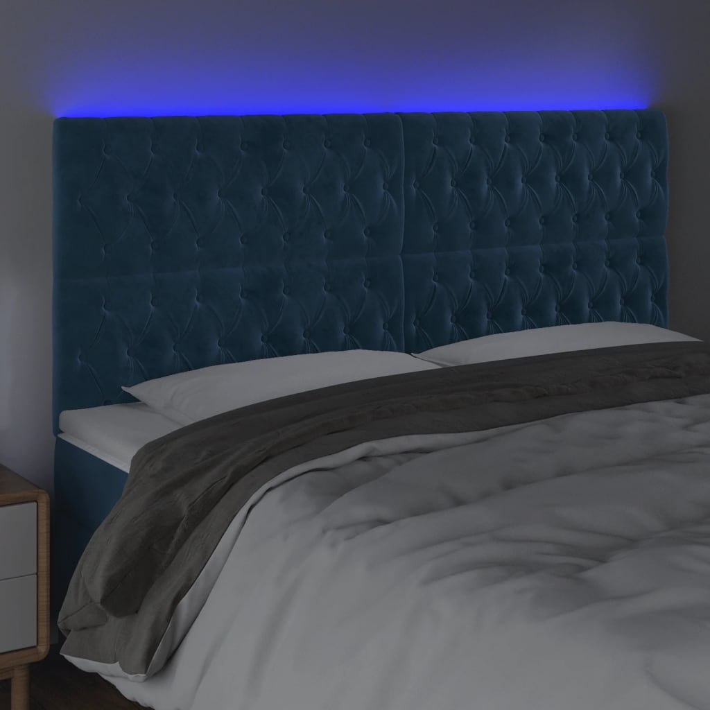 Tête de lit à LED Bleu foncé 180x7x118/128 cm Velours - XIOS