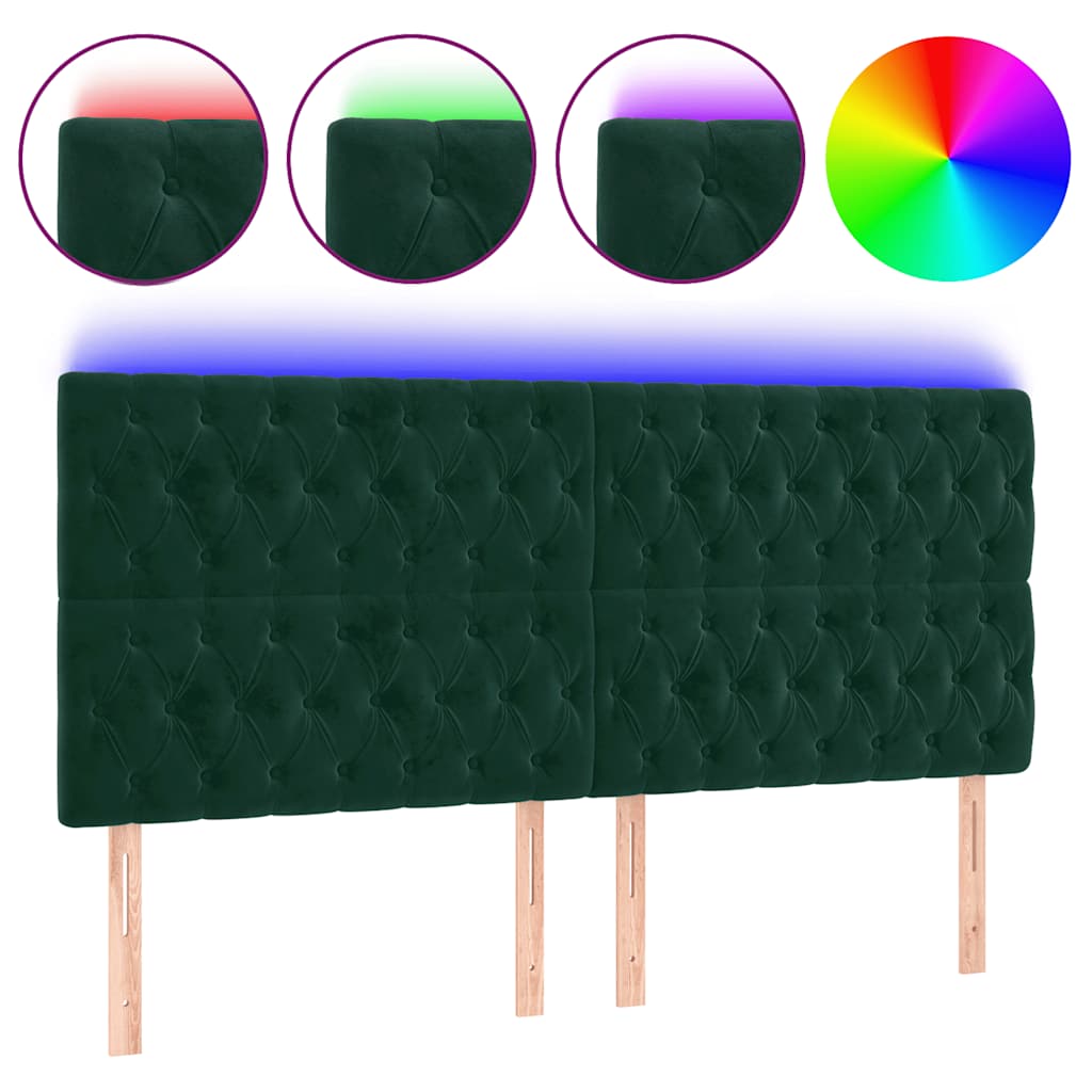Tête de lit à LED Vert foncé 200x7x118/128 cm Velours - XIOS