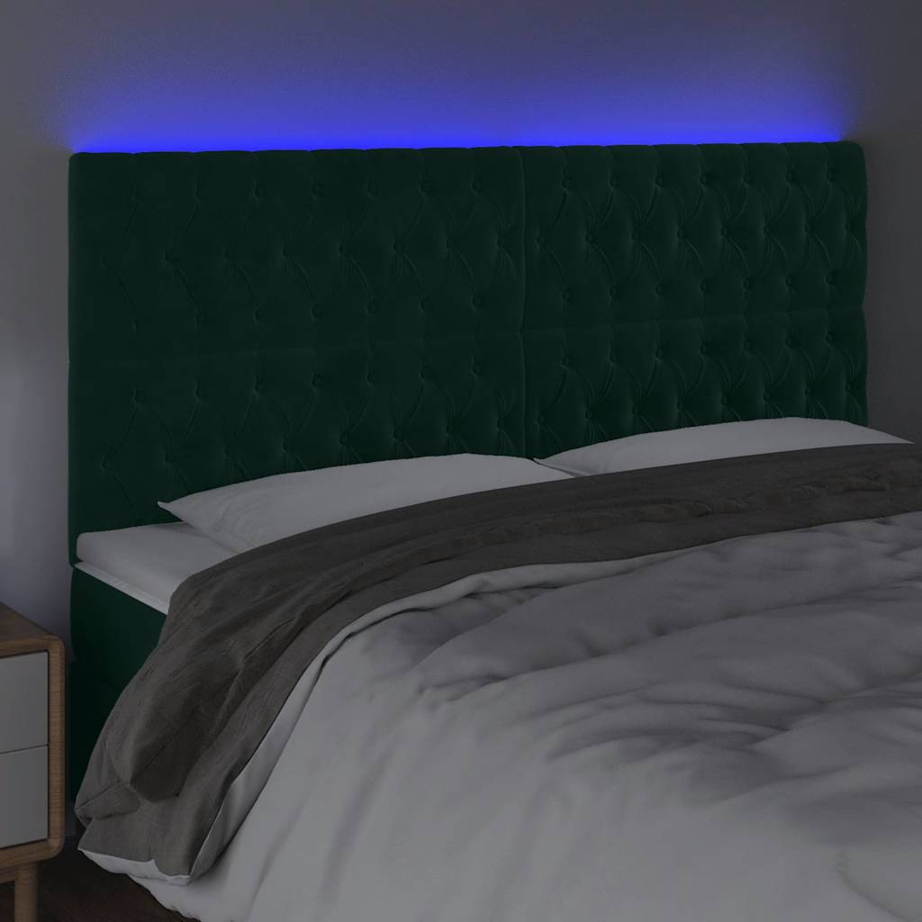 Tête de lit à LED Vert foncé 200x7x118/128 cm Velours - XIOS