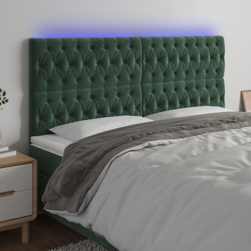 Tête de lit à LED Vert foncé 200x7x118/128 cm Velours - XIOS