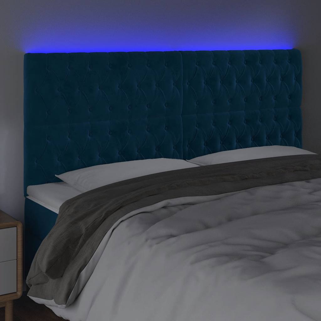 Tête de lit à LED Bleu foncé 200x7x118/128 cm Velours - XIOS