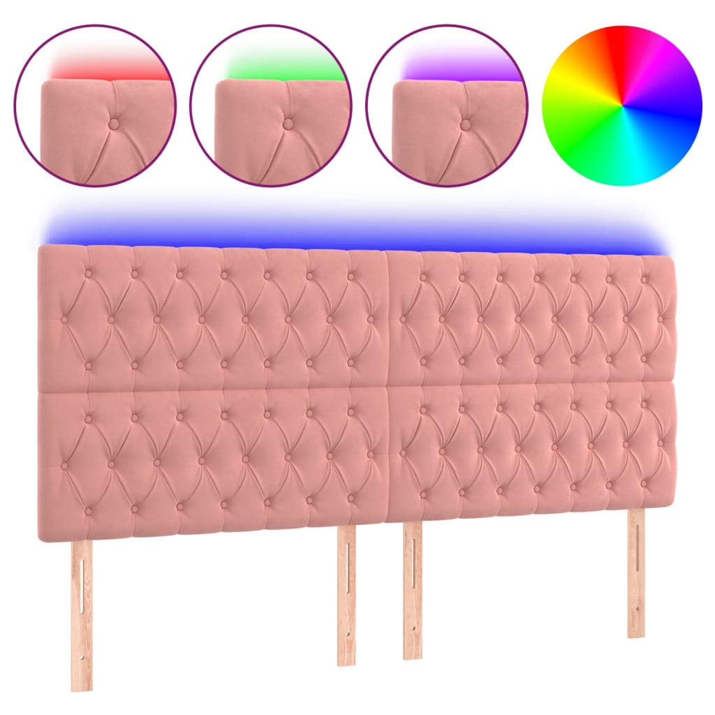 Tête de lit à LED Rose 200x7x118/128 cm Velours - XIOS