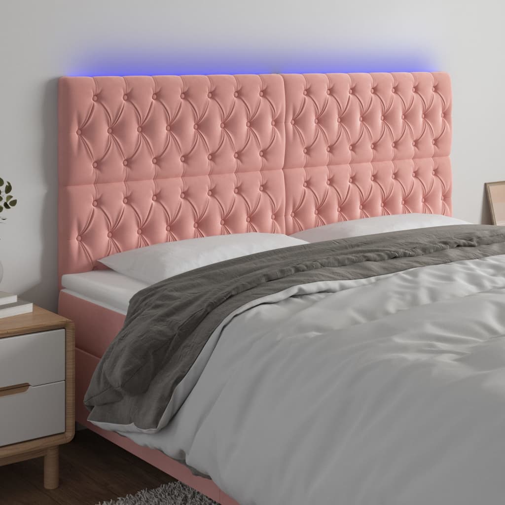 Tête de lit à LED Rose 200x7x118/128 cm Velours - XIOS