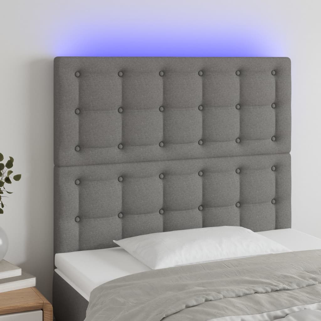 Tête de lit à LED Gris foncé 80x5x118/128 cm Tissu - XIOS